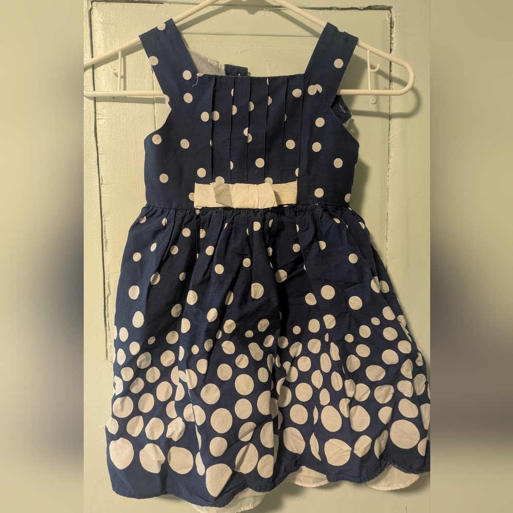 Polka Dot Kids Dress in Navy and White